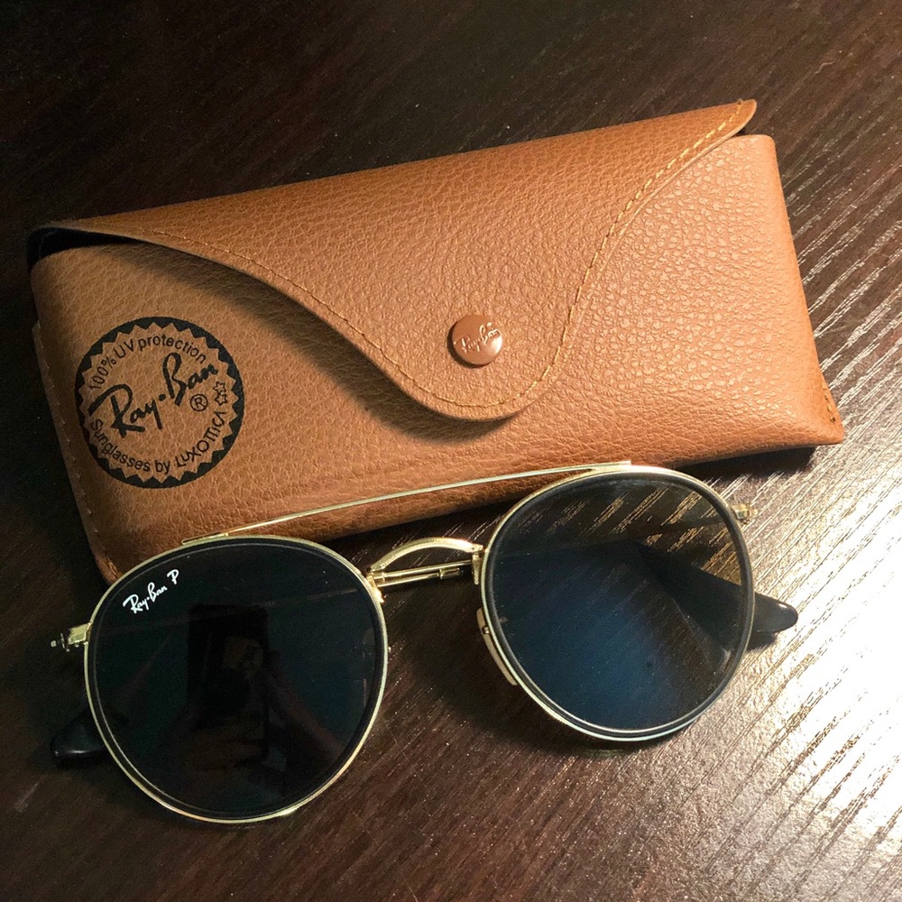 Ray-Ban Round Double Bridge Brown POLARIZED